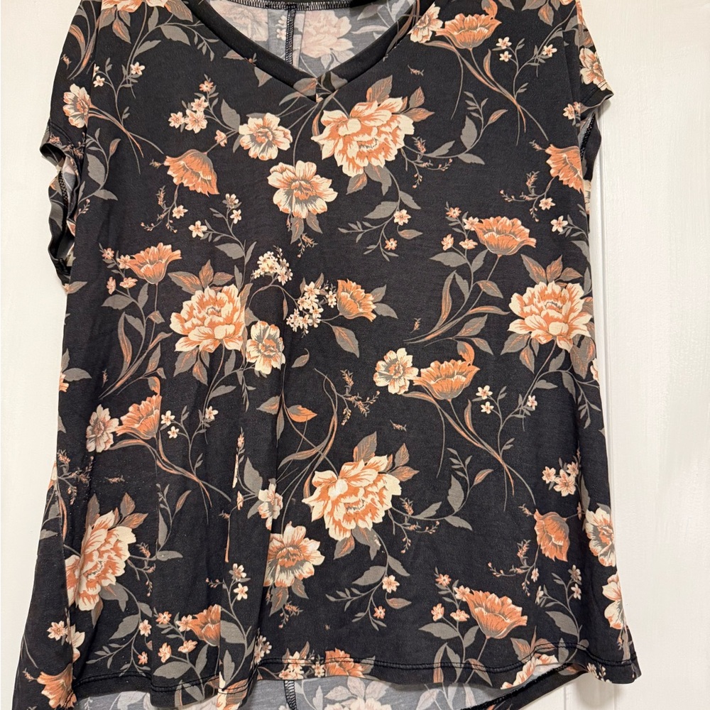 Torrid Black and Orange Floral Blouse